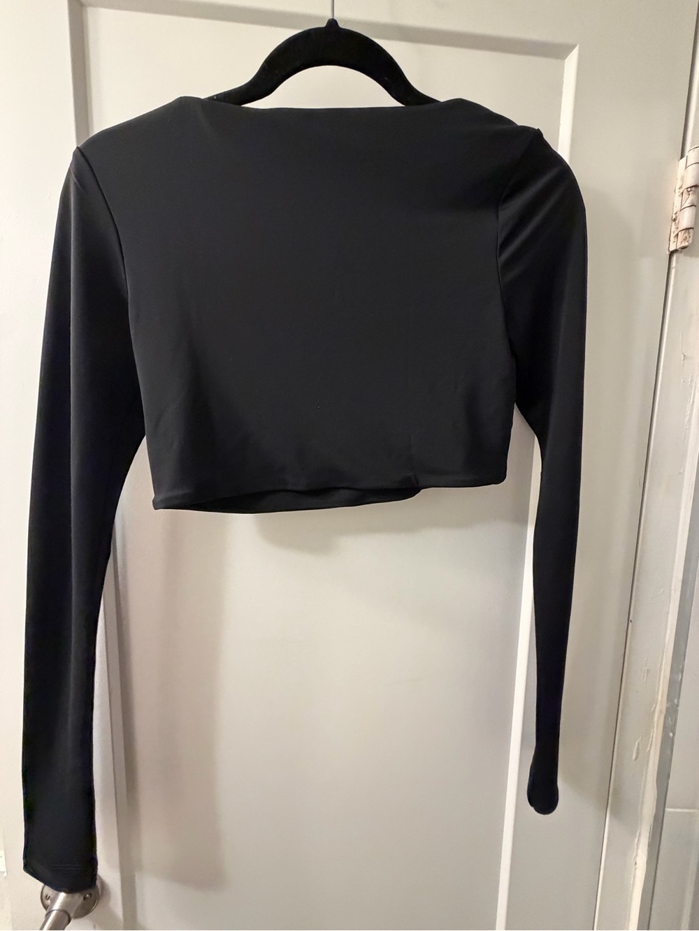 Zara Black Long-Sleeve Scoop Neck Crop Top - Picture 3 of 3